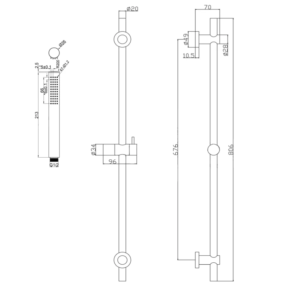 Harbour Clarity Shower Slider Rail Kit