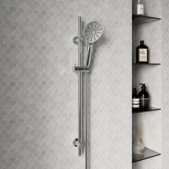 Harbour Clarity Slide Rail Shower Kit with 3 Mode Shower Handset & Hose - Chrome