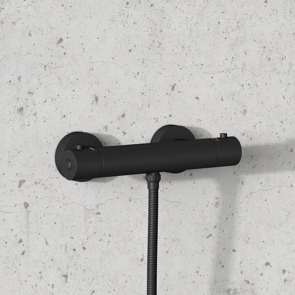 Harbour Clarity Thermostatic Bar Shower Valve - Matt Black