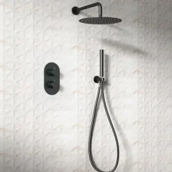 Harbour Clarity Two Outlet Concealed Thermostatic Shower Valve - Matt Black