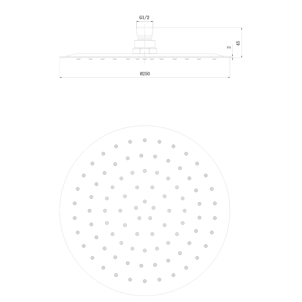 Harbour Clarity Ultra Slim Round Shower Head - 250mm