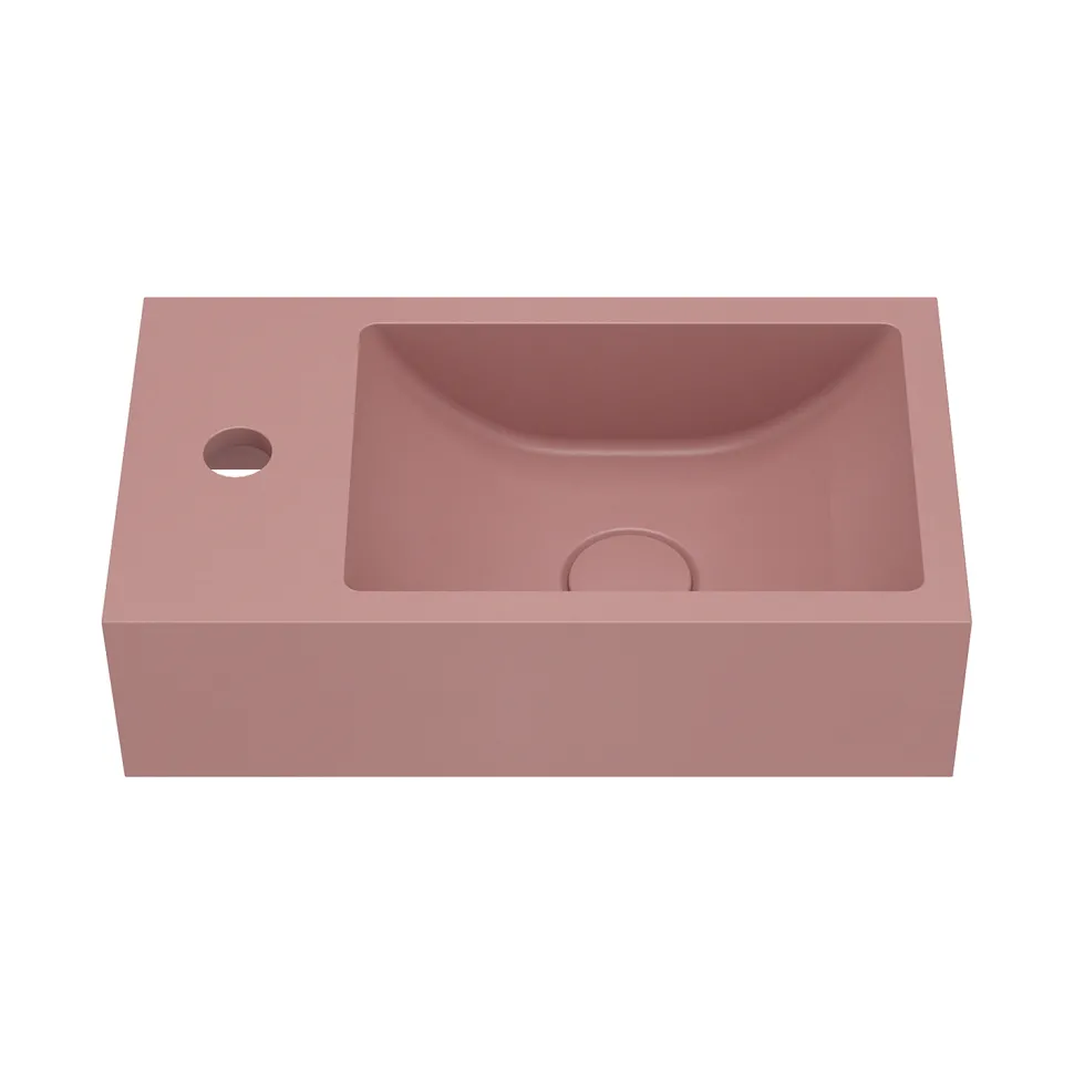 Harbour Concrete 400mm Cloakroom Wall Hung Pink Basin & Frame