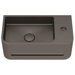 Harbour Concrete 430mm Cloakroom Wall Hung Curved Basin - Anthracite Grey