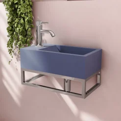 Harbour Concrete 400mm Cloakroom Wall Hung Purple Basin & Frame