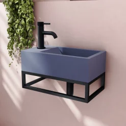 Harbour Concrete 400mm Cloakroom Wall Hung Purple Basin & Frame