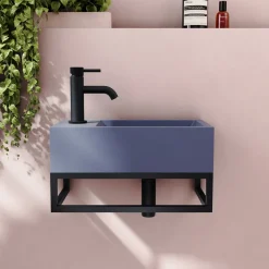 Harbour Concrete 400mm Cloakroom Wall Hung Purple Basin & Frame