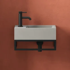 Harbour Concrete 400mm Cloakroom Wall Hung Concrete Grey Basin & Frame