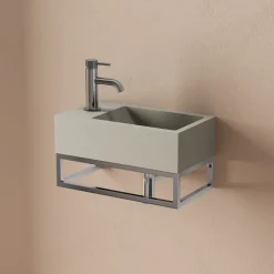 Harbour Concrete 400mm Cloakroom Wall Hung Warm Grey Basin & Frame