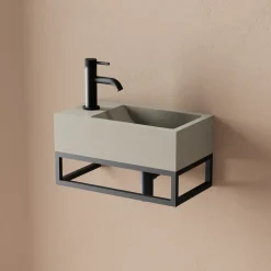 Harbour Concrete 400mm Cloakroom Wall Hung Warm Grey Basin & Frame