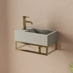 Harbour Concrete 400mm Cloakroom Wall Hung Warm Grey Basin & Frame