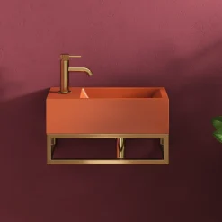 Harbour Concrete 400mm Cloakroom Wall Hung Red Basin & Frame