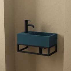 Harbour Concrete 400mm Cloakroom Wall Hung Teal Basin & Frame