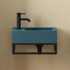 Harbour Concrete 400mm Cloakroom Wall Hung Teal Basin & Frame
