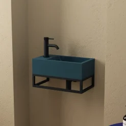 Harbour Concrete 400mm Cloakroom Wall Hung Teal Basin & Frame