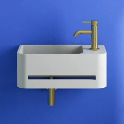 Harbour Concrete 430mm Cloakroom Wall Hung Curved Basin - Concrete Grey
