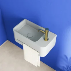 Harbour Concrete 430mm Cloakroom Wall Hung Curved Basin - Concrete Grey
