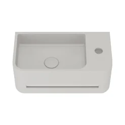 Harbour Concrete 430mm Cloakroom Wall Hung Curved Basin - Concrete Grey
