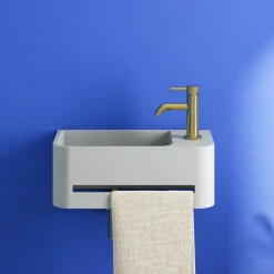 Harbour Concrete 430mm Cloakroom Wall Hung Curved Basin - Concrete Grey