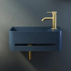 Harbour Concrete 430mm Cloakroom Wall Hung Curved Basin - Navy Blue