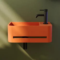 Harbour Concrete 430mm Cloakroom Wall Hung Curved Basin - Burnt Orange