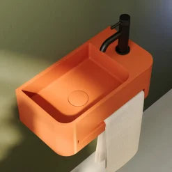 Harbour Concrete 430mm Cloakroom Wall Hung Curved Basin - Burnt Orange