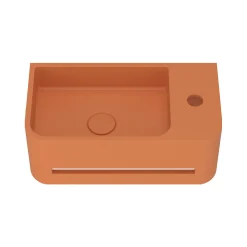 Harbour Concrete 430mm Cloakroom Wall Hung Curved Basin - Burnt Orange