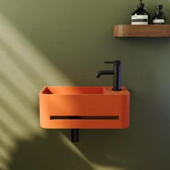 Harbour Concrete 430mm Cloakroom Wall Hung Curved Basin - Burnt Orange