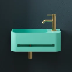 Harbour Concrete 430mm Cloakroom Wall Hung Curved Basin - Seafoam Green