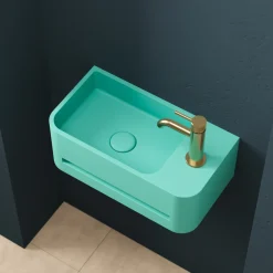 Harbour Concrete 430mm Cloakroom Wall Hung Curved Basin - Seafoam Green