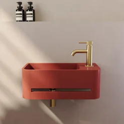 Harbour Concrete 430mm Cloakroom Wall Hung Curved Basin - Brick Red