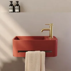 Harbour Concrete 430mm Cloakroom Wall Hung Curved Basin - Brick Red