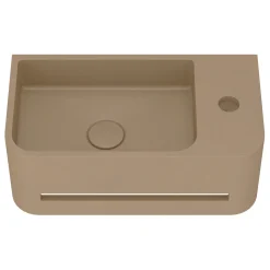 Harbour Concrete 430mm Cloakroom Wall Hung Curved Basin - Warm Clay