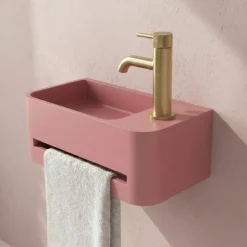 Harbour Concrete 430mm Cloakroom Wall Hung Curved Basin - Dusky Pink