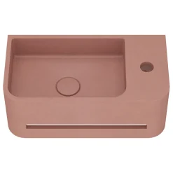 Harbour Concrete 430mm Cloakroom Wall Hung Curved Basin - Dusky Pink