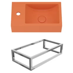 Harbour Concrete 400mm Cloakroom Wall Hung Burnt Orange Basin & Frame