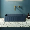 Harbour Concrete 520mm Fluted Rectangular Countertop Basin - Navy Blue