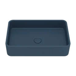 Harbour Concrete 520mm Fluted Rectangular Countertop Basin - Navy Blue