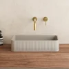 Harbour Concrete 520mm Fluted Rectangular Countertop Basin - Warm Grey