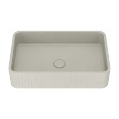 Harbour Concrete 520mm Fluted Rectangular Countertop Basin - Warm Grey