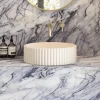 Harbour Concrete 400mm Fluted Round Countertop Bowl - Arctic White