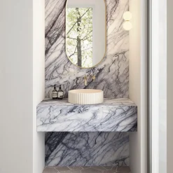 Harbour Concrete 400mm Fluted Round Countertop Bowl - Arctic White