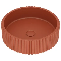 Harbour Concrete 400mm Fluted Round Countertop Bowl - Brick Red
