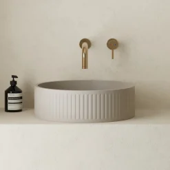 Harbour Concrete 400mm Fluted Round Countertop Bowl - Warm Grey