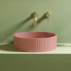 Harbour Concrete 400mm Fluted Round Countertop Bowl - Dusky Pink