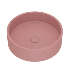 Harbour Concrete 400mm Fluted Round Countertop Bowl - Dusky Pink