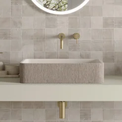Harbour Concrete 520mm Rectangular Textured Countertop Basin - Pearl Grey