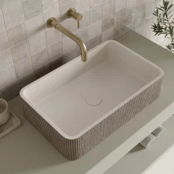 Harbour Concrete 520mm Rectangular Textured Countertop Basin - Pearl Grey