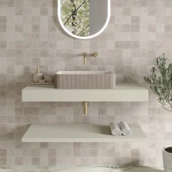 Harbour Concrete 520mm Rectangular Textured Countertop Basin - Pearl Grey