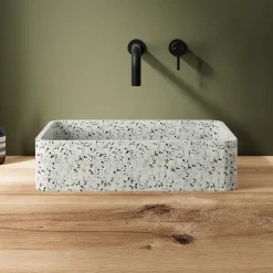 Harbour Concrete 500mm Rectangular Countertop Basin - Natural Terrazzo