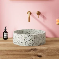 Harbour Concrete 390mm Round Countertop Basin - Natural Terrazzo